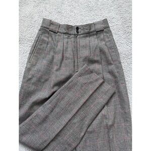 100 Wool Giorgio Sani Angelo Plaid Trousers High Waisted Pleated Size 10